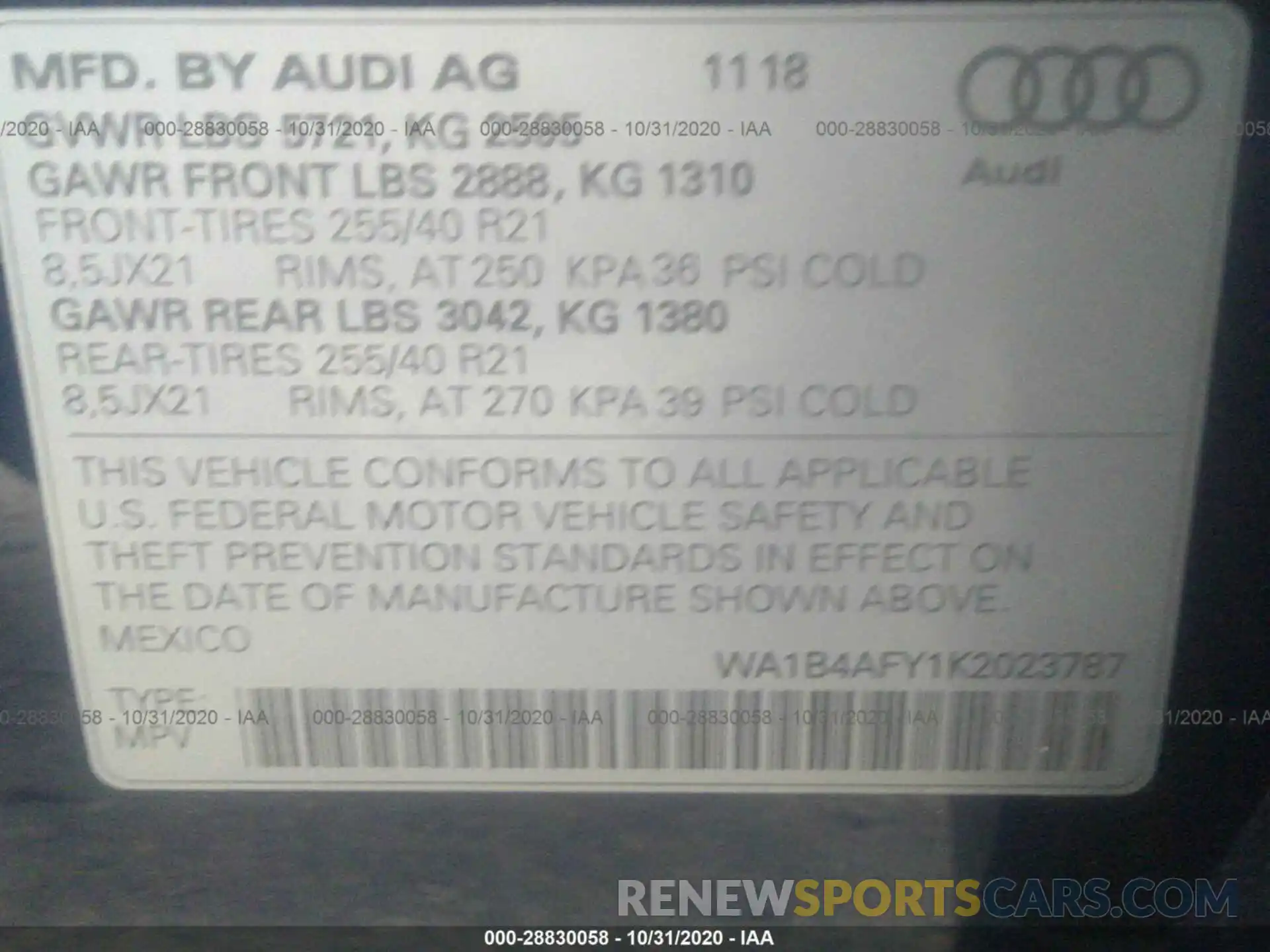 9 Фотография поврежденного автомобиля WA1B4AFY1K2023787 AUDI SQ5 2019