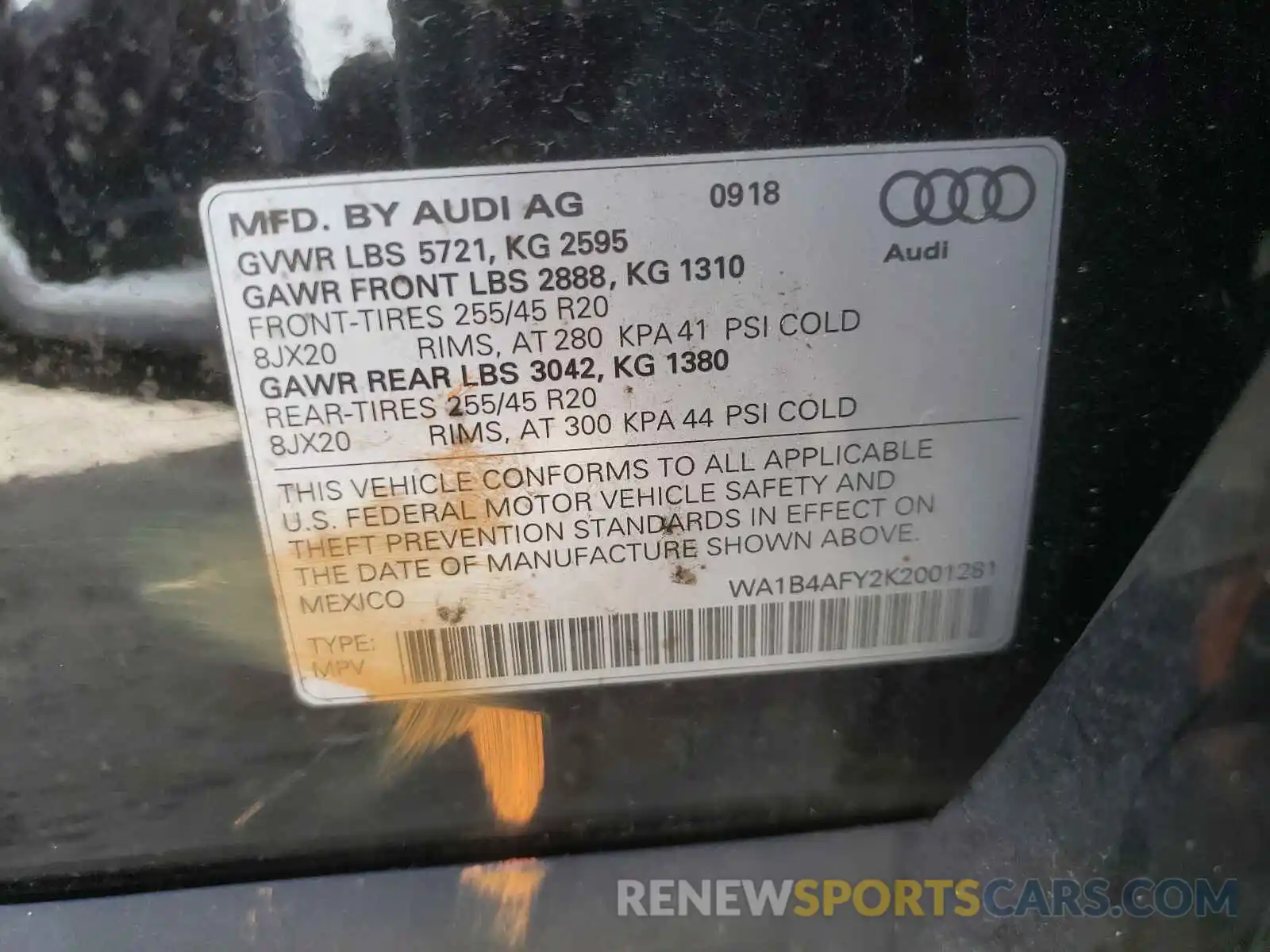 10 Photograph of a damaged car WA1B4AFY2K2001281 AUDI SQ5 2019