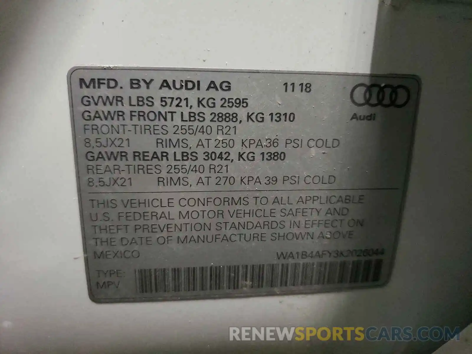 10 Photograph of a damaged car WA1B4AFY3K2026044 AUDI SQ5 2019