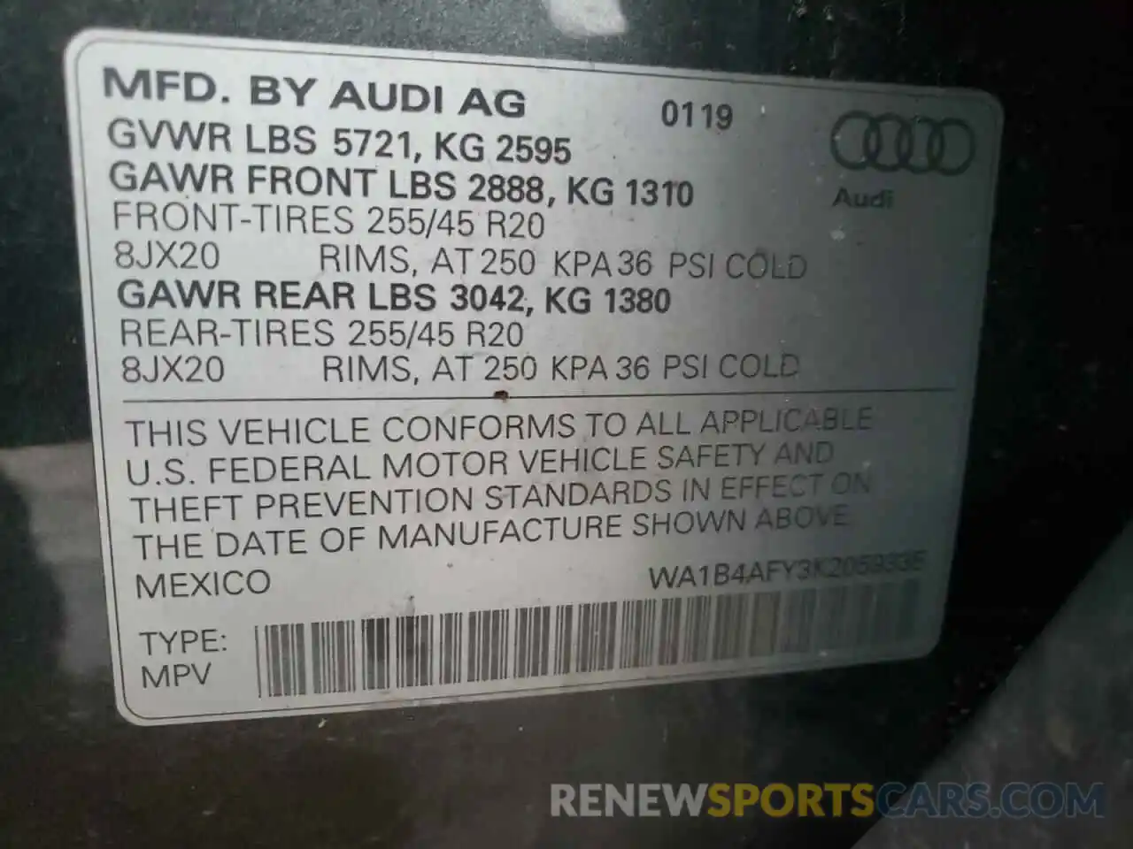 10 Фотография поврежденного автомобиля WA1B4AFY3K2059335 AUDI SQ5 2019