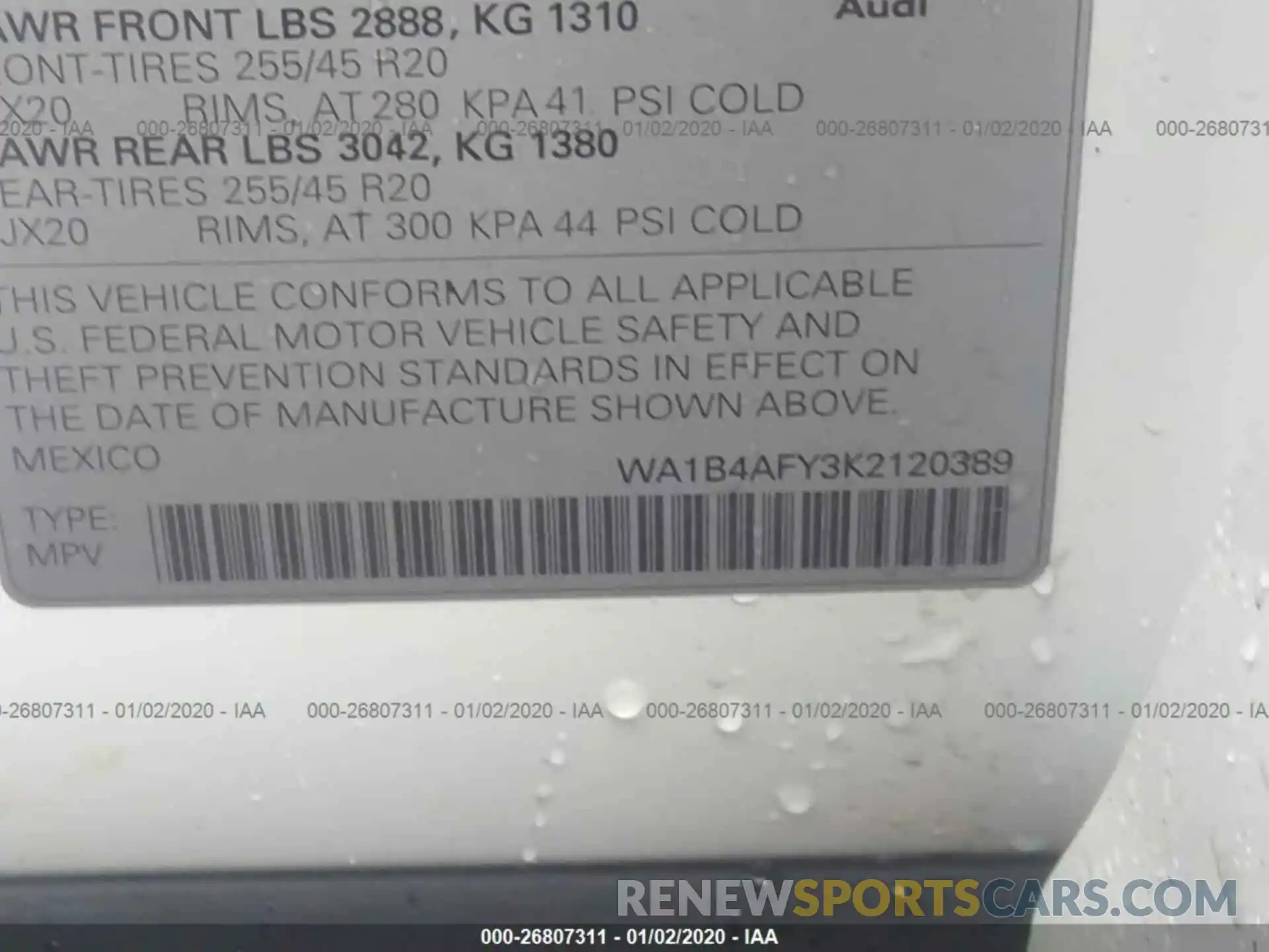 9 Photograph of a damaged car WA1B4AFY3K2120389 AUDI SQ5 2019