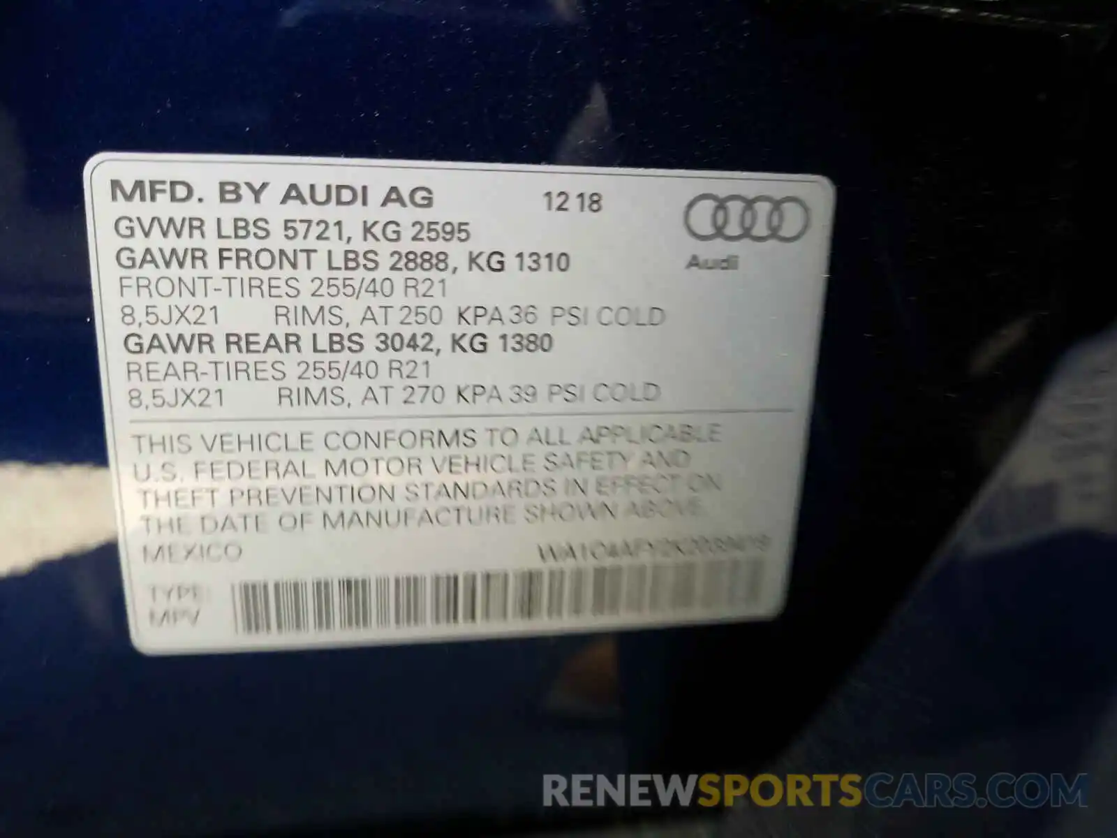 10 Фотография поврежденного автомобиля WA1C4AFY2K2039419 AUDI SQ5 2019