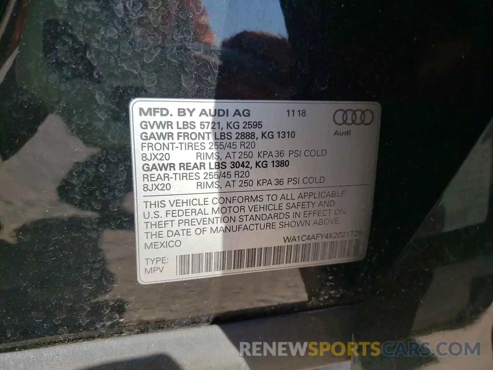 10 Photograph of a damaged car WA1C4AFY4K2021729 AUDI SQ5 2019