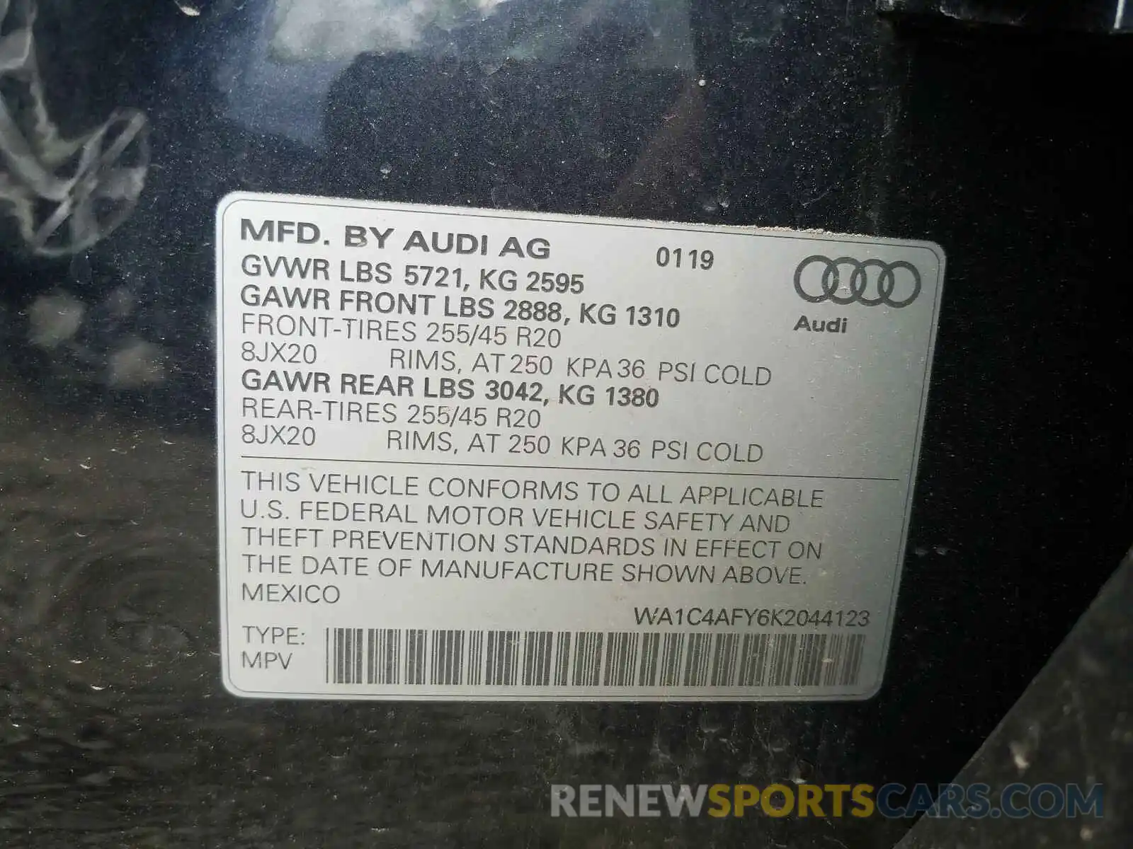 10 Photograph of a damaged car WA1C4AFY6K2044123 AUDI SQ5 2019