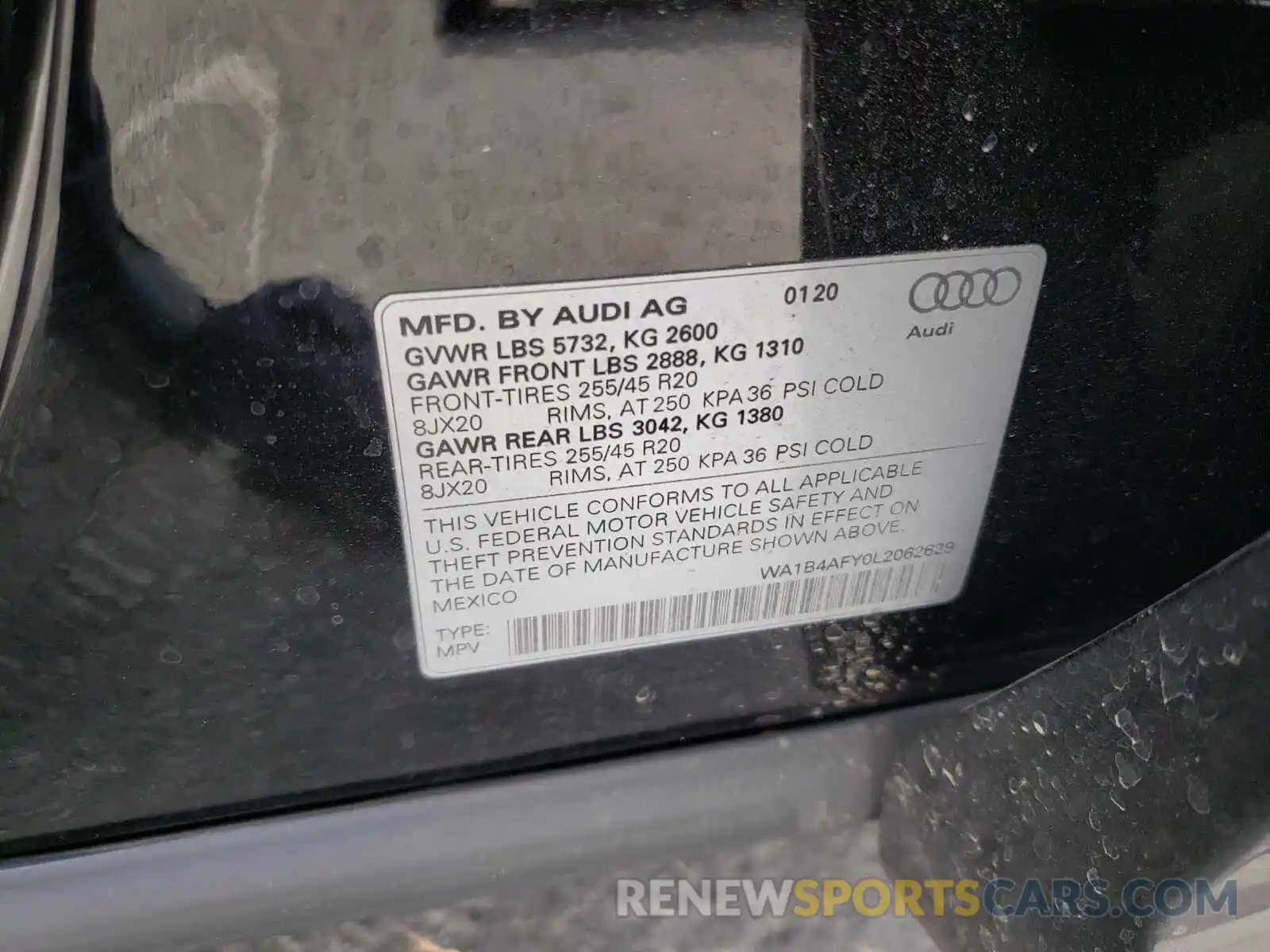 10 Photograph of a damaged car WA1B4AFY0L2062629 AUDI SQ5 2020