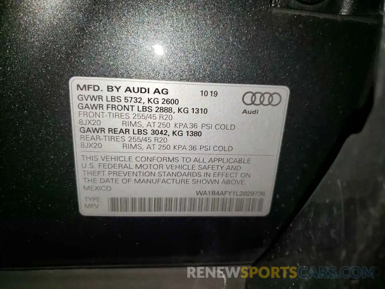 10 Photograph of a damaged car WA1B4AFY1L2029736 AUDI SQ5 2020