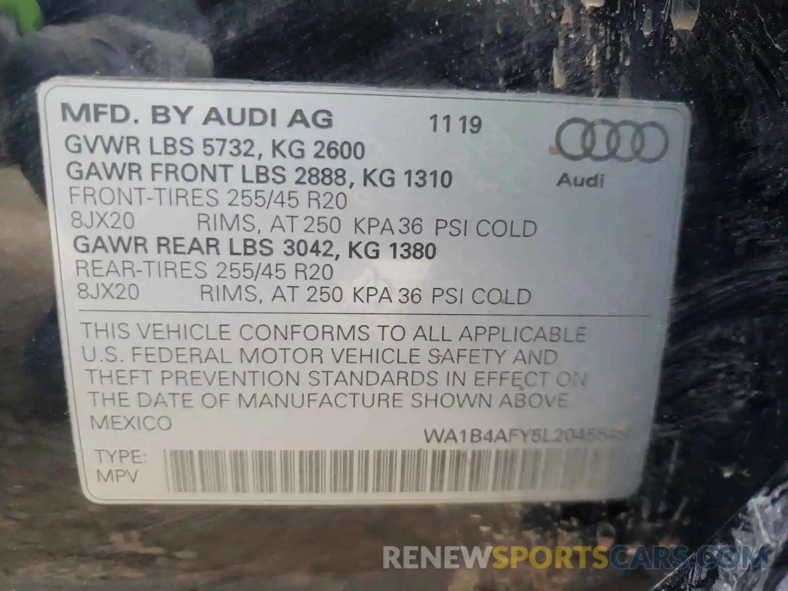 10 Фотография поврежденного автомобиля WA1B4AFY5L2045549 AUDI SQ5 2020