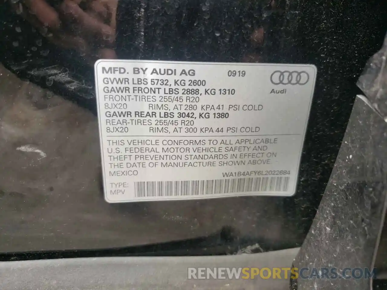 10 Фотография поврежденного автомобиля WA1B4AFY6L2022684 AUDI SQ5 2020