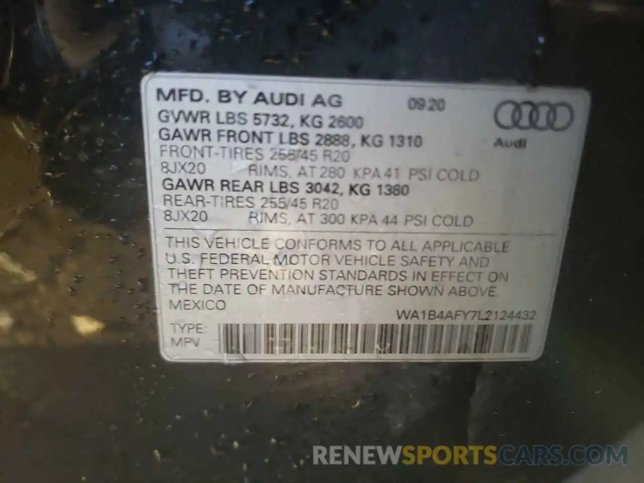 10 Фотография поврежденного автомобиля WA1B4AFY7L2124432 AUDI SQ5 2020