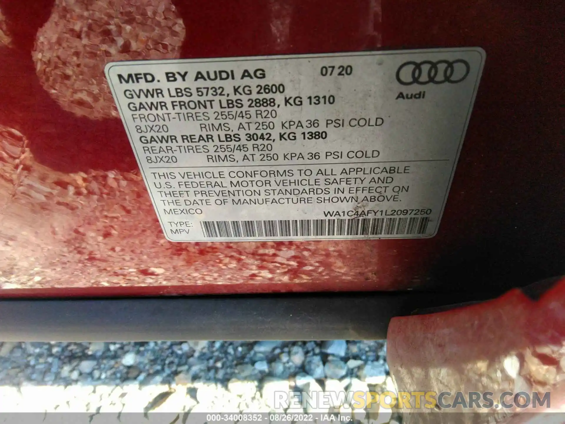 9 Photograph of a damaged car WA1C4AFY1L2097250 AUDI SQ5 2020