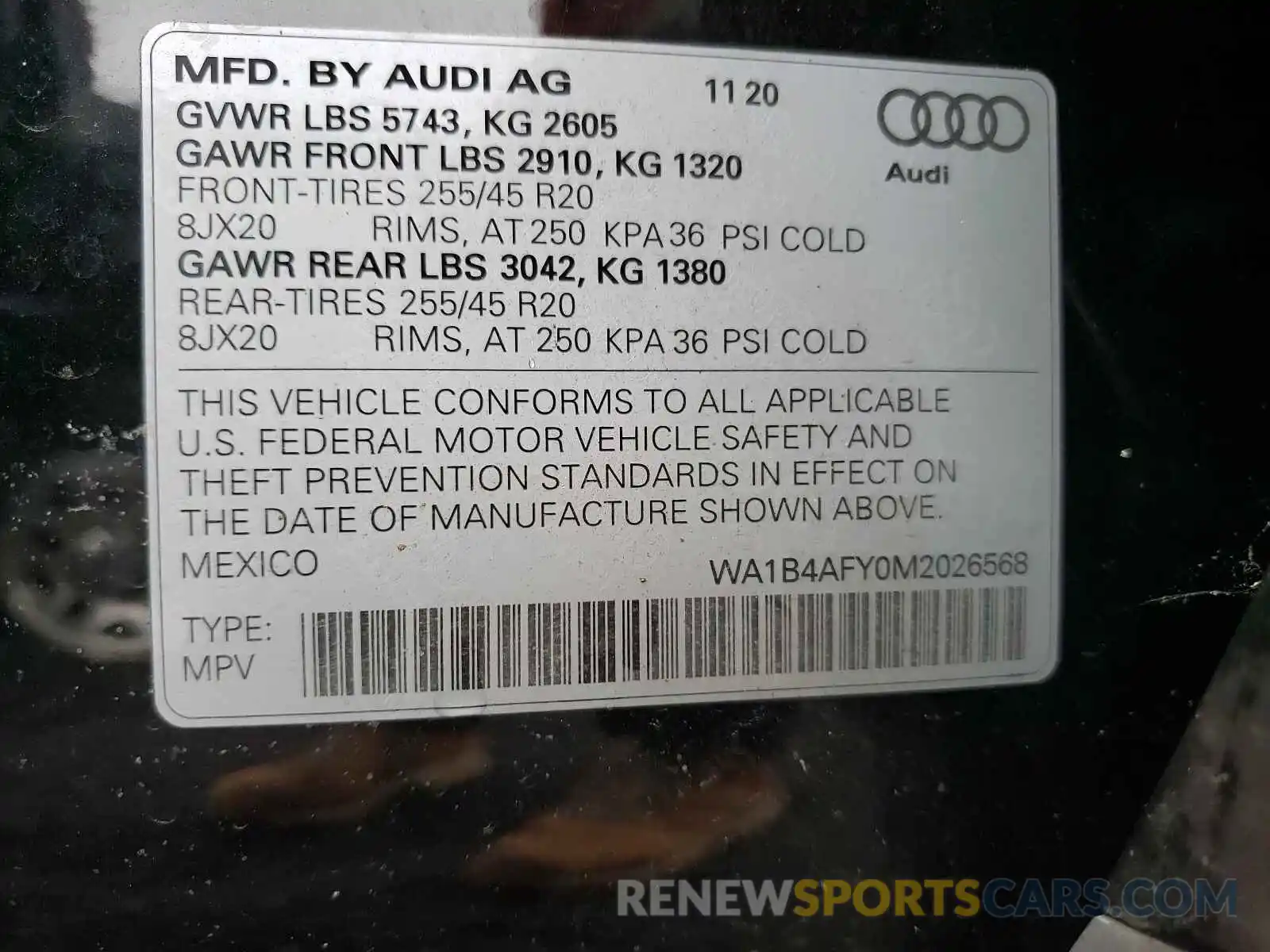 10 Photograph of a damaged car WA1B4AFY0M2026568 AUDI SQ5 2021