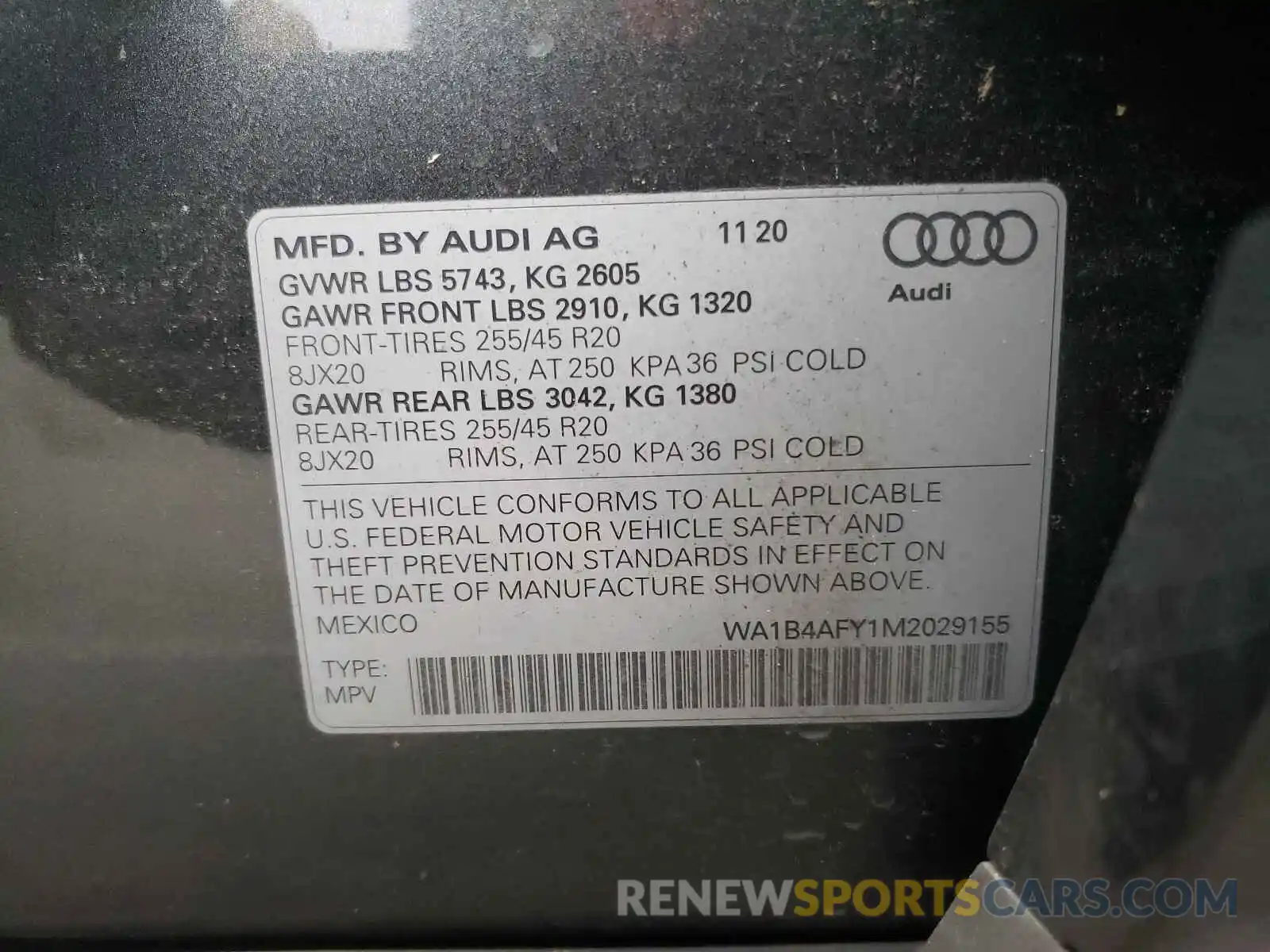 10 Фотография поврежденного автомобиля WA1B4AFY1M2029155 AUDI SQ5 2021