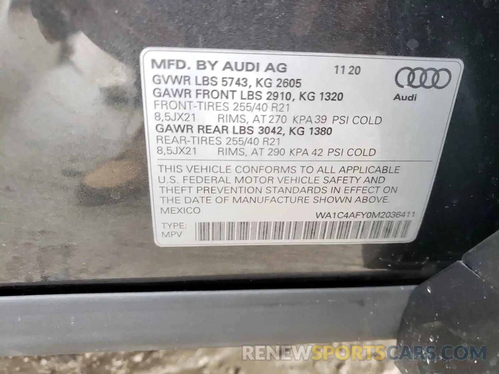 10 Фотография поврежденного автомобиля WA1C4AFY0M2036411 AUDI SQ5 2021