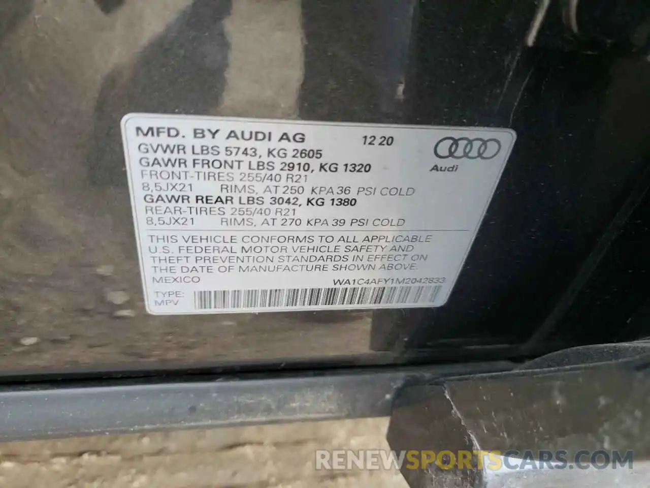 10 Photograph of a damaged car WA1C4AFY1M2042833 AUDI SQ5 2021