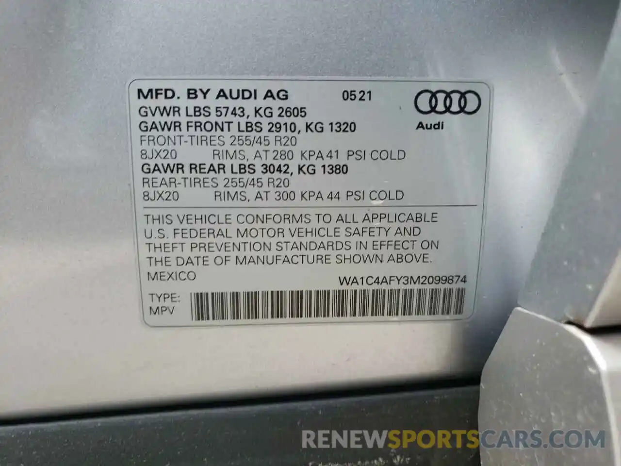 10 Фотография поврежденного автомобиля WA1C4AFY3M2099874 AUDI SQ5 2021