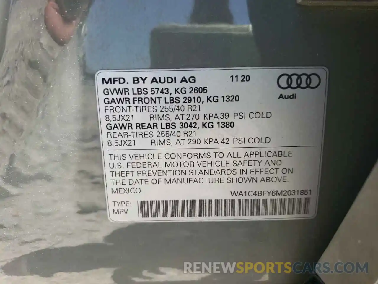 10 Фотография поврежденного автомобиля WA1C4BFY6M2031851 AUDI SQ5 2021