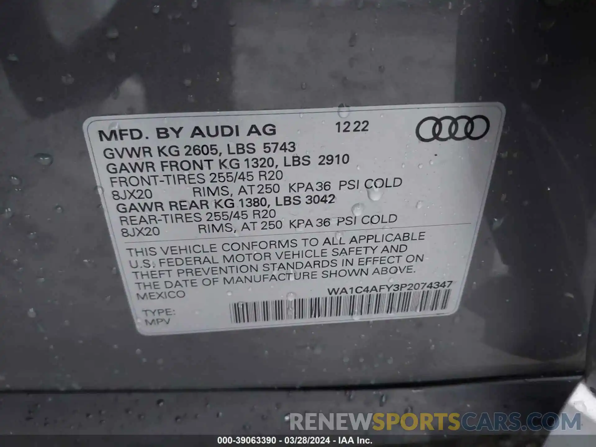 9 Фотография поврежденного автомобиля WA1C4AFY3P2074347 AUDI SQ5 2023