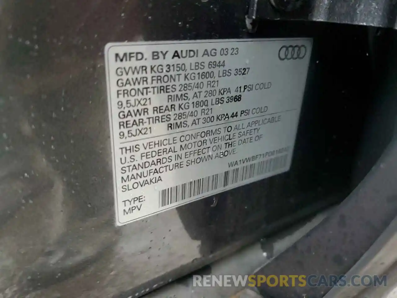 13 Photograph of a damaged car WA1VWBF71PD016242 AUDI SQ7 2023