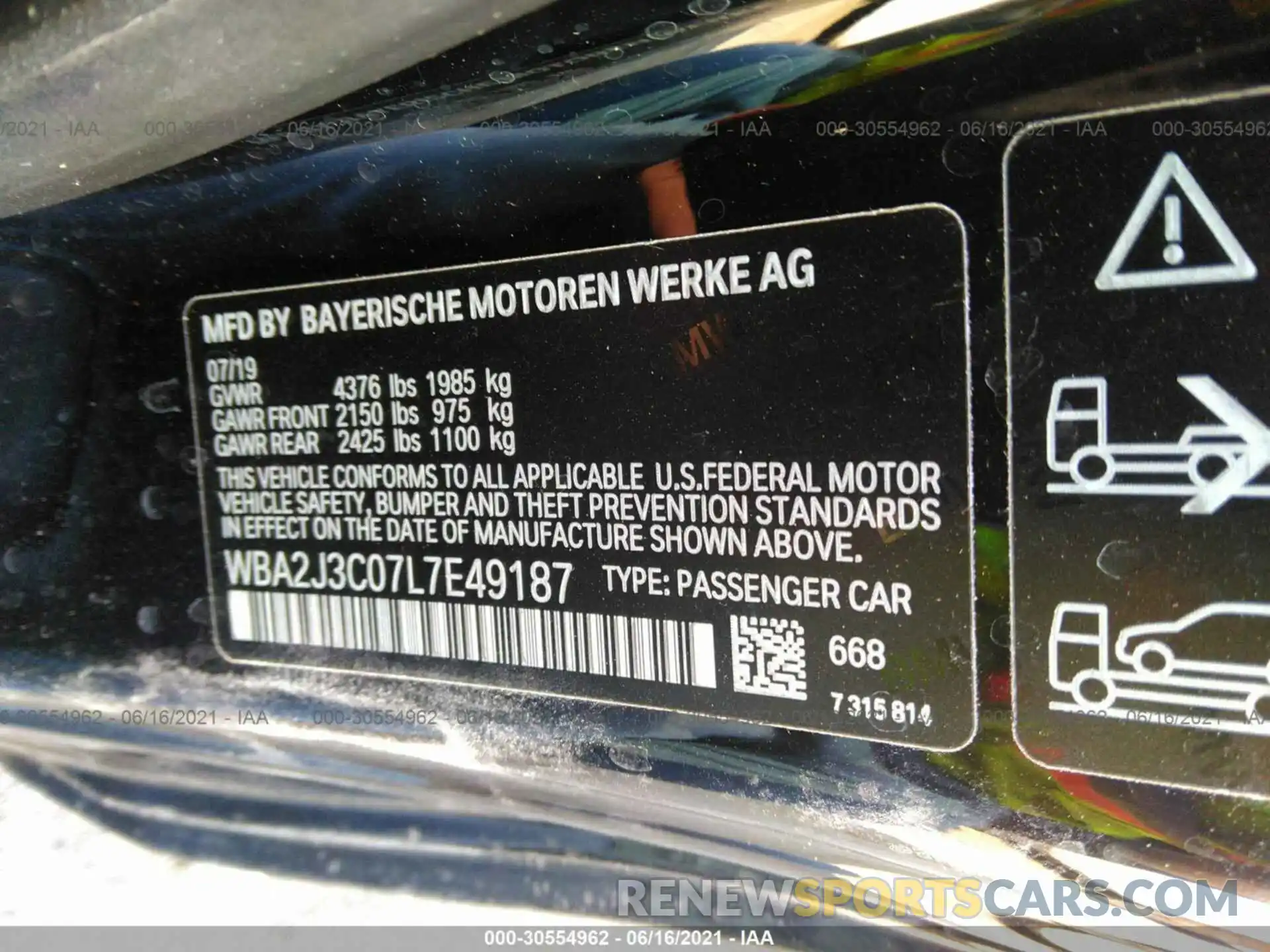 9 Photograph of a damaged car WBA2J3C07L7E49187 BMW 2 SERIES 2020