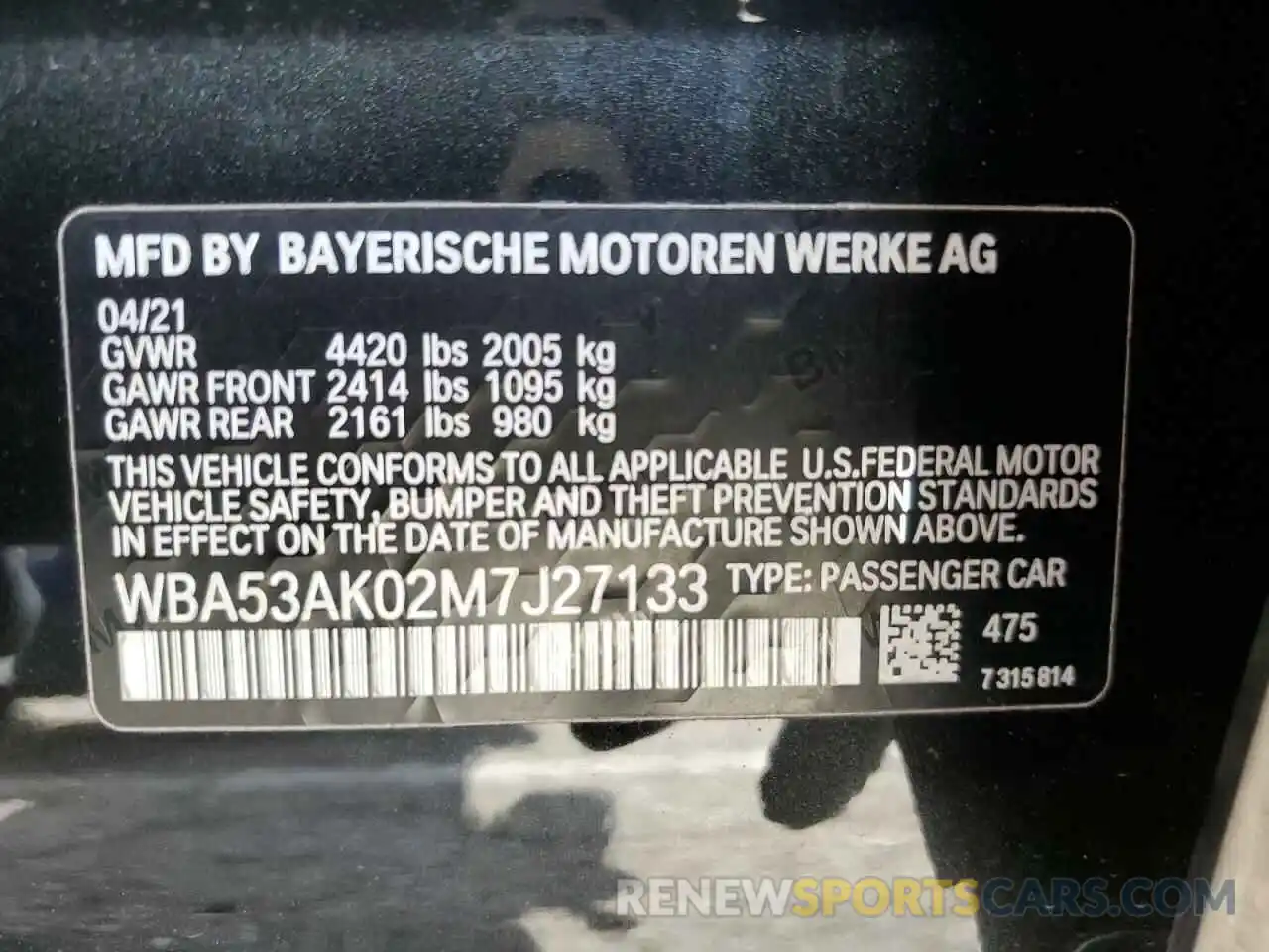 12 Фотография поврежденного автомобиля WBA53AK02M7J27133 BMW 2 SERIES 2021