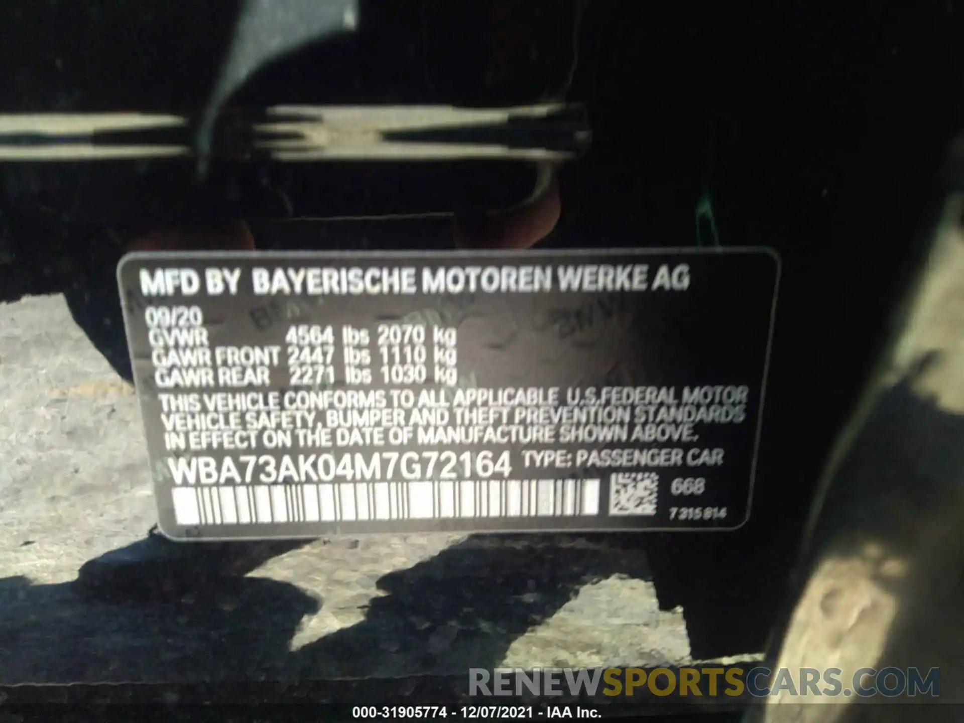 9 Фотография поврежденного автомобиля WBA73AK04M7G72164 BMW 2 SERIES 2021