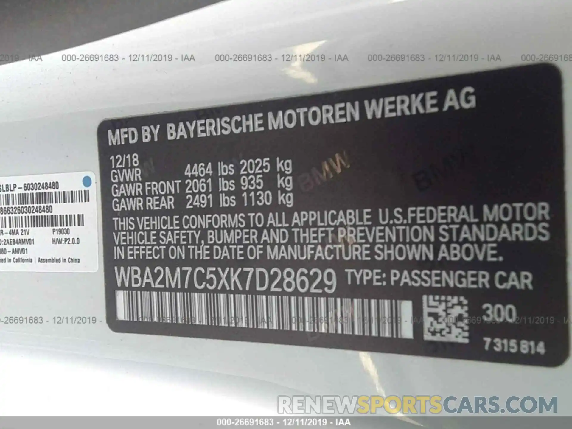 9 Фотография поврежденного автомобиля WBA2M7C5XK7D28629 BMW 230I 2019