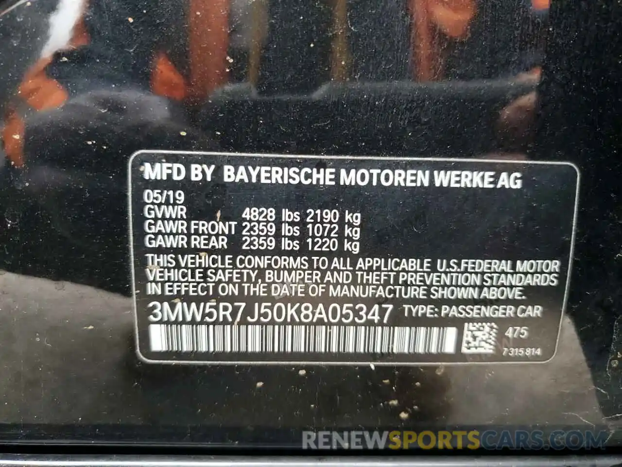 12 Photograph of a damaged car 3MW5R7J50K8A05347 BMW 3 SERIES 2019