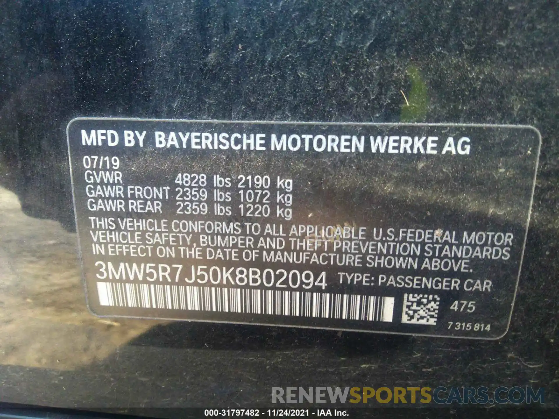 9 Photograph of a damaged car 3MW5R7J50K8B02094 BMW 3 SERIES 2019