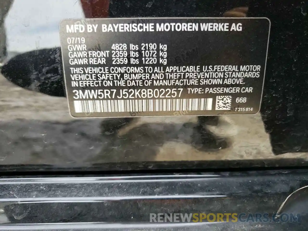 13 Фотография поврежденного автомобиля 3MW5R7J52K8B02257 BMW 3 SERIES 2019