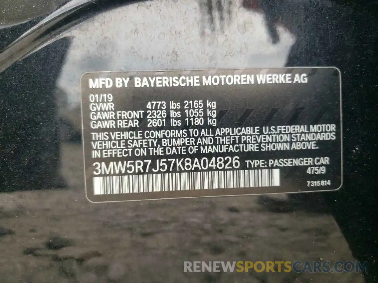 10 Photograph of a damaged car 3MW5R7J57K8A04826 BMW 3 SERIES 2019