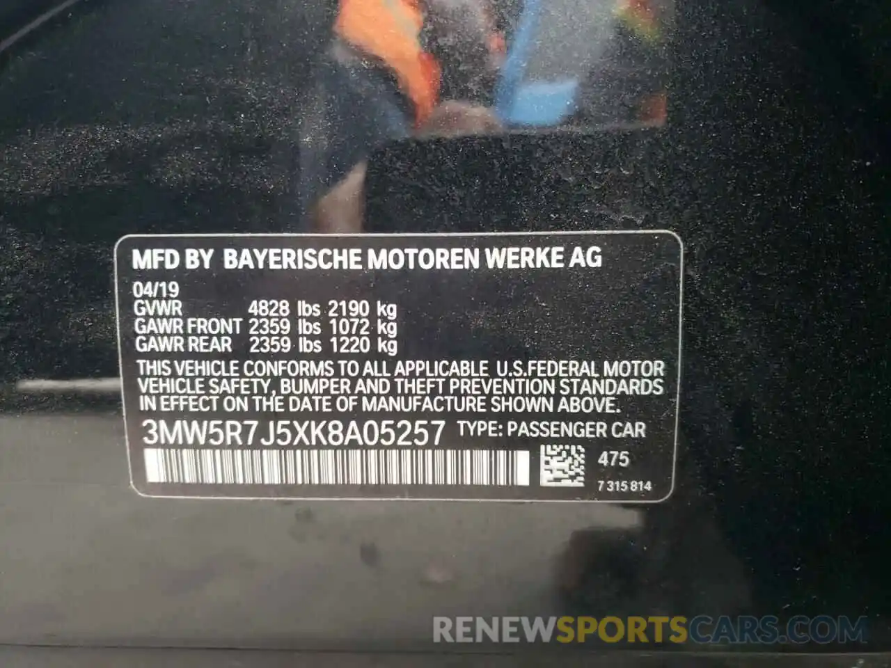 10 Photograph of a damaged car 3MW5R7J5XK8A05257 BMW 3 SERIES 2019