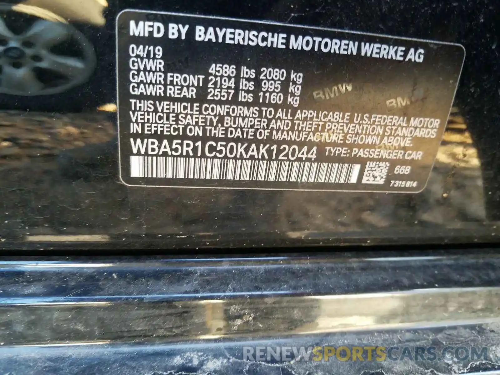 10 Photograph of a damaged car WBA5R1C50KAK12044 BMW 3 SERIES 2019