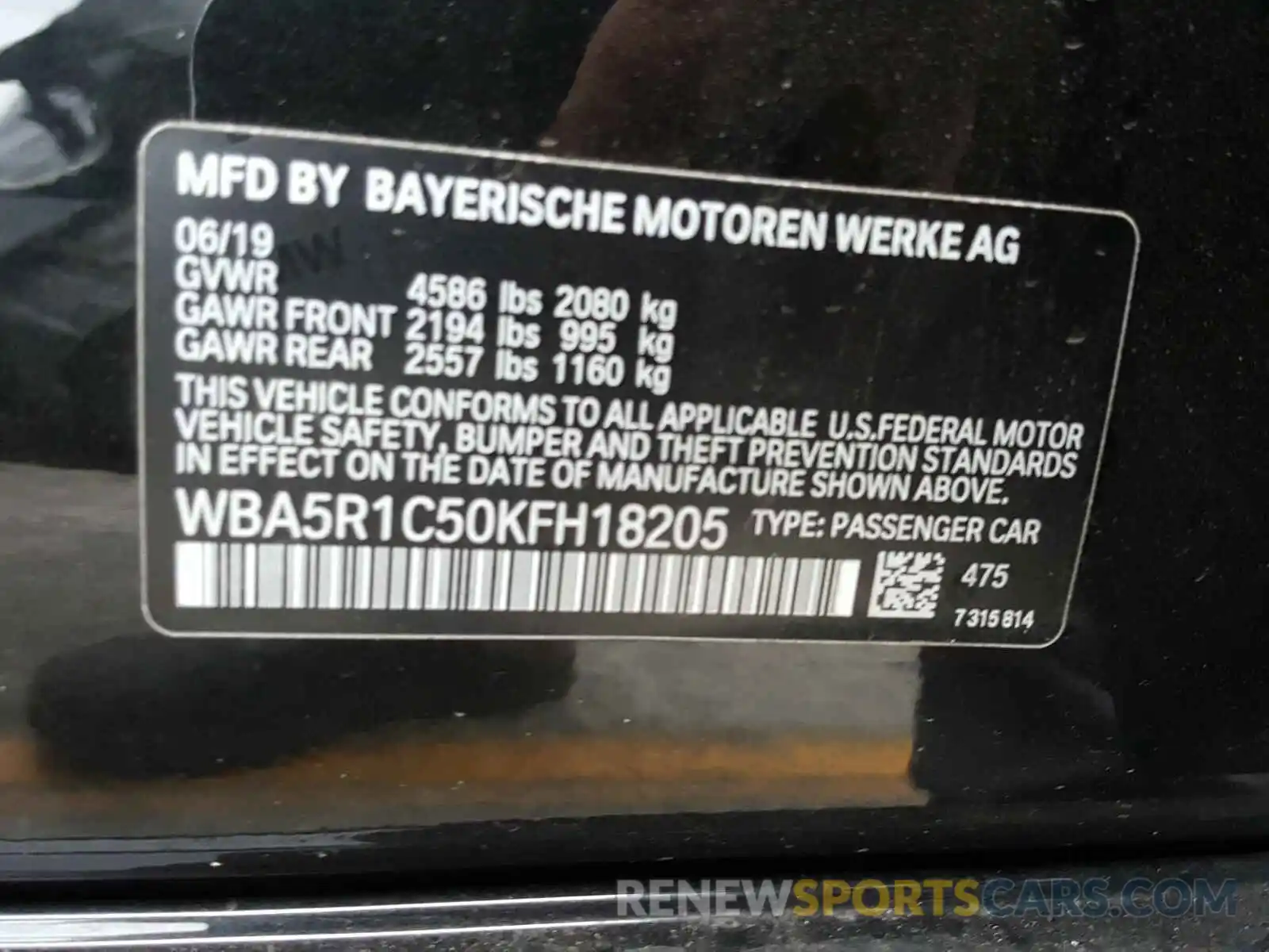 10 Фотография поврежденного автомобиля WBA5R1C50KFH18205 BMW 3 SERIES 2019