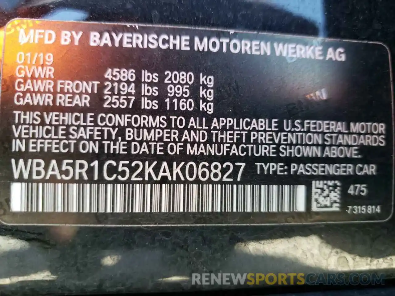 13 Photograph of a damaged car WBA5R1C52KAK06827 BMW 3 SERIES 2019