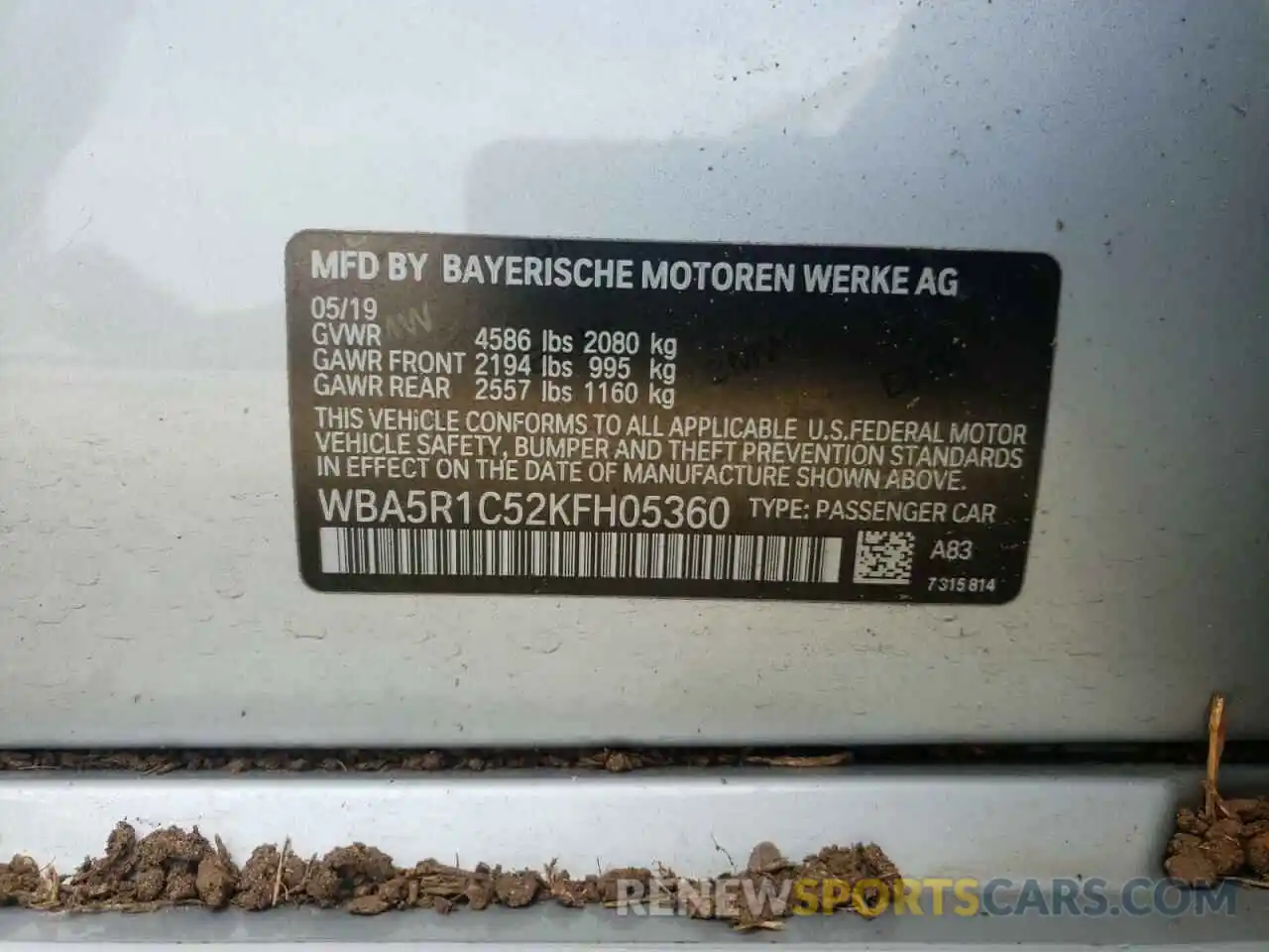 10 Photograph of a damaged car WBA5R1C52KFH05360 BMW 3 SERIES 2019