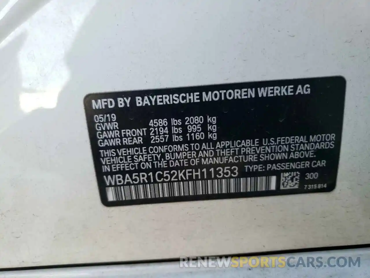 10 Photograph of a damaged car WBA5R1C52KFH11353 BMW 3 SERIES 2019