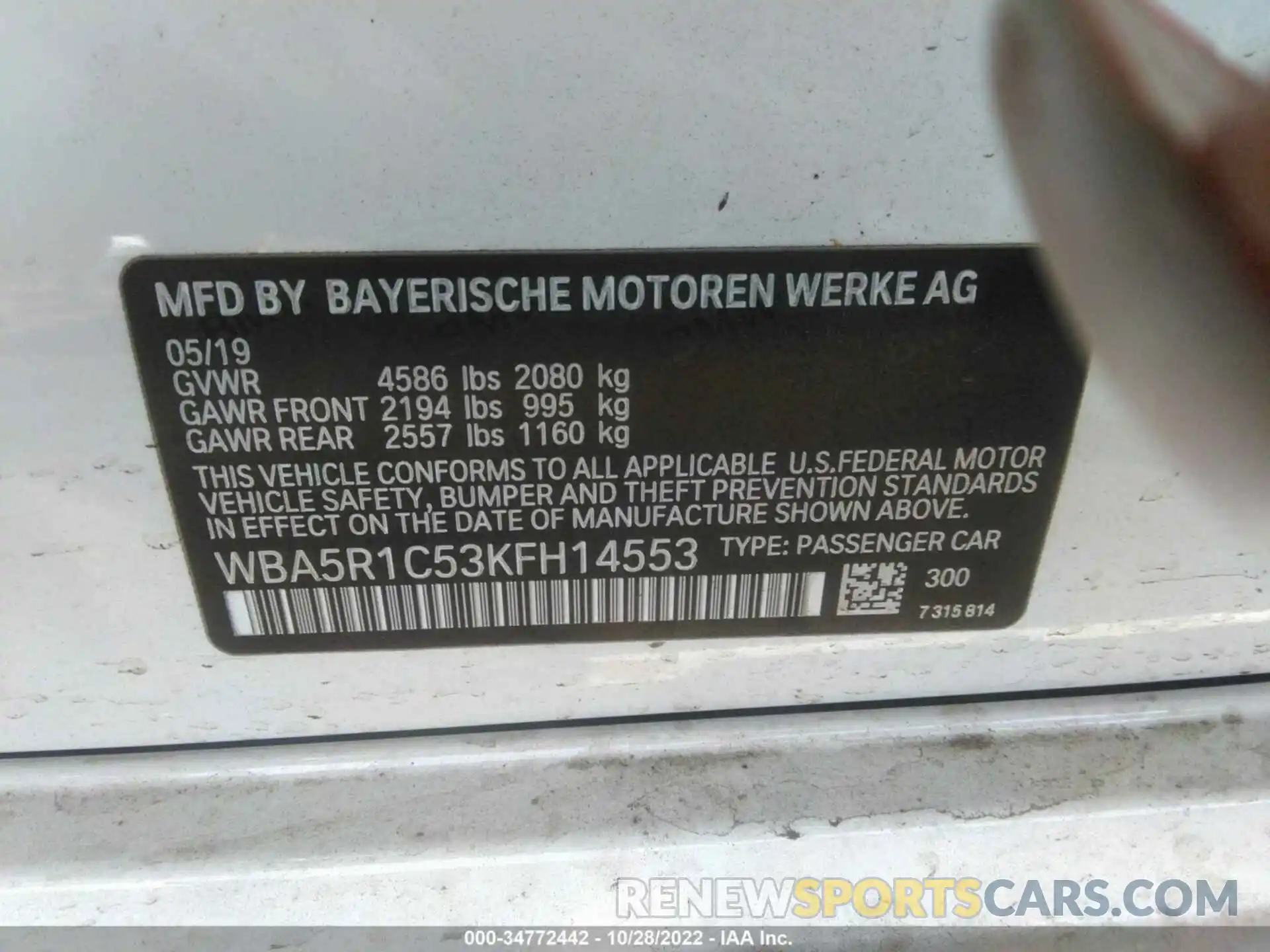 9 Photograph of a damaged car WBA5R1C53KFH14553 BMW 3 SERIES 2019