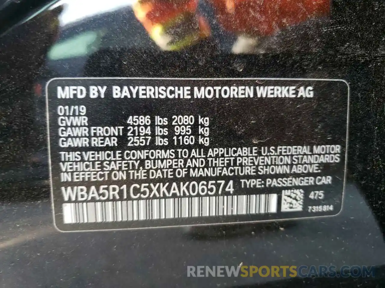 10 Photograph of a damaged car WBA5R1C5XKAK06574 BMW 3 SERIES 2019