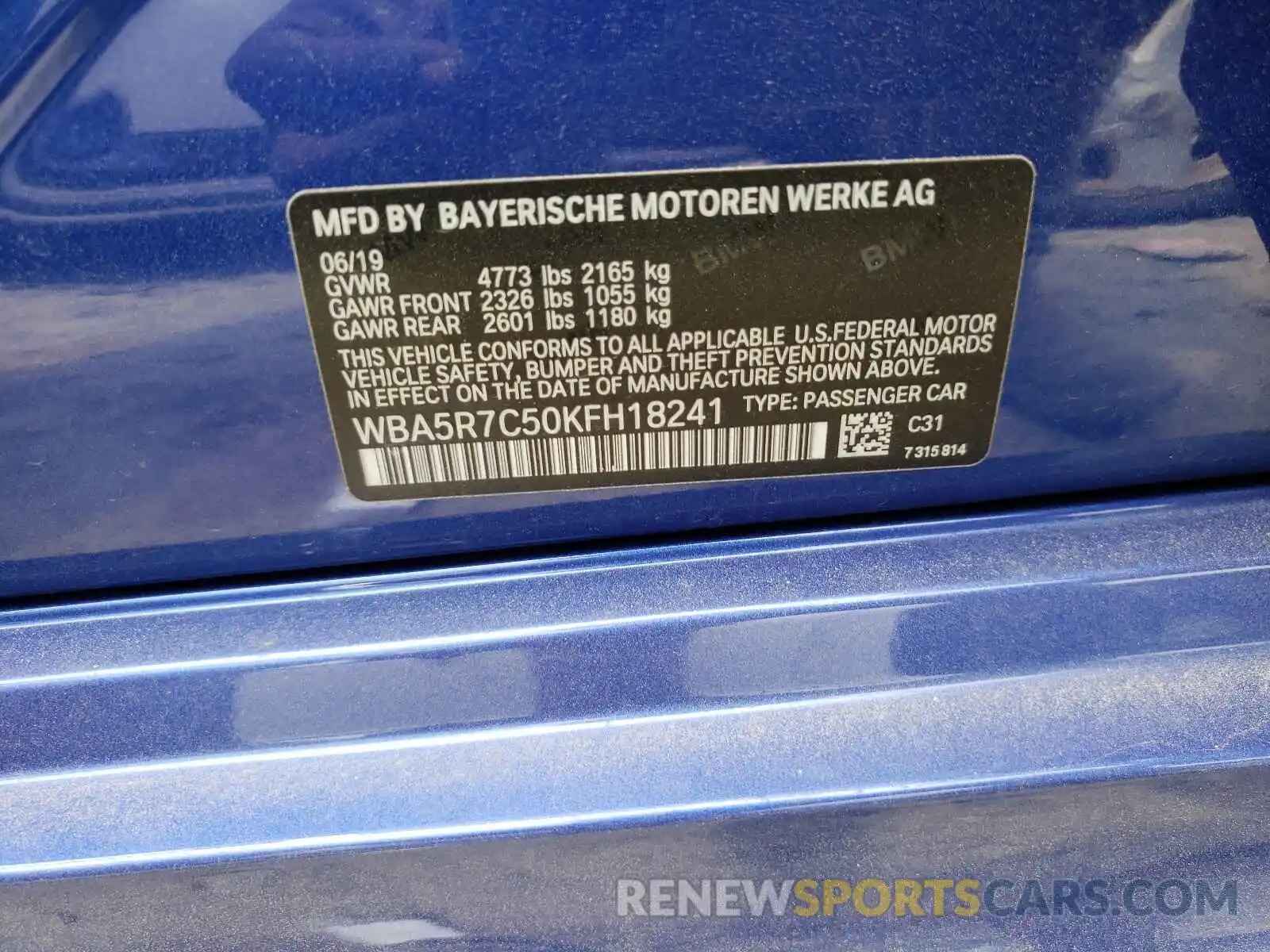 10 Photograph of a damaged car WBA5R7C50KFH18241 BMW 3 SERIES 2019