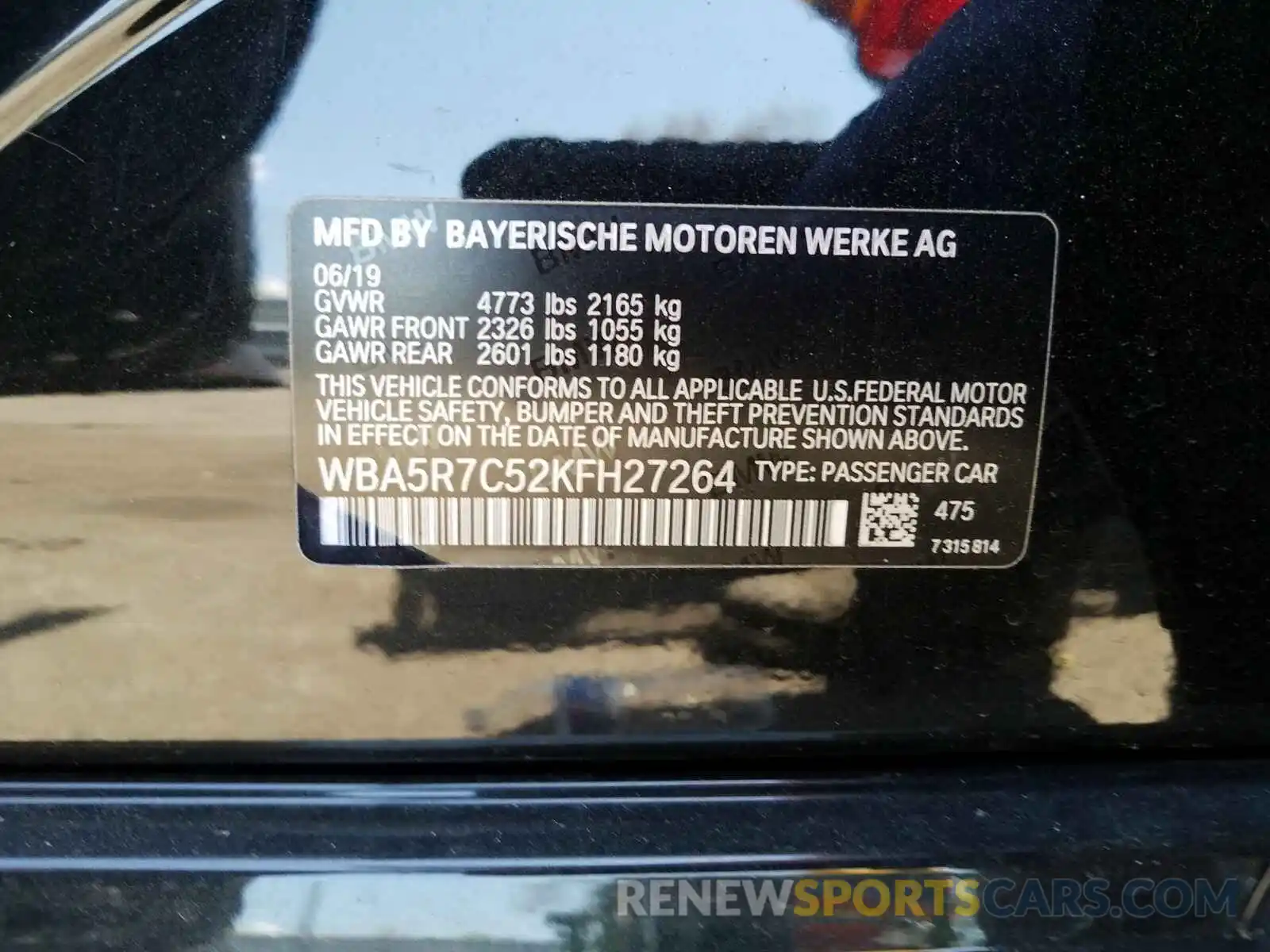 10 Фотография поврежденного автомобиля WBA5R7C52KFH27264 BMW 3 SERIES 2019