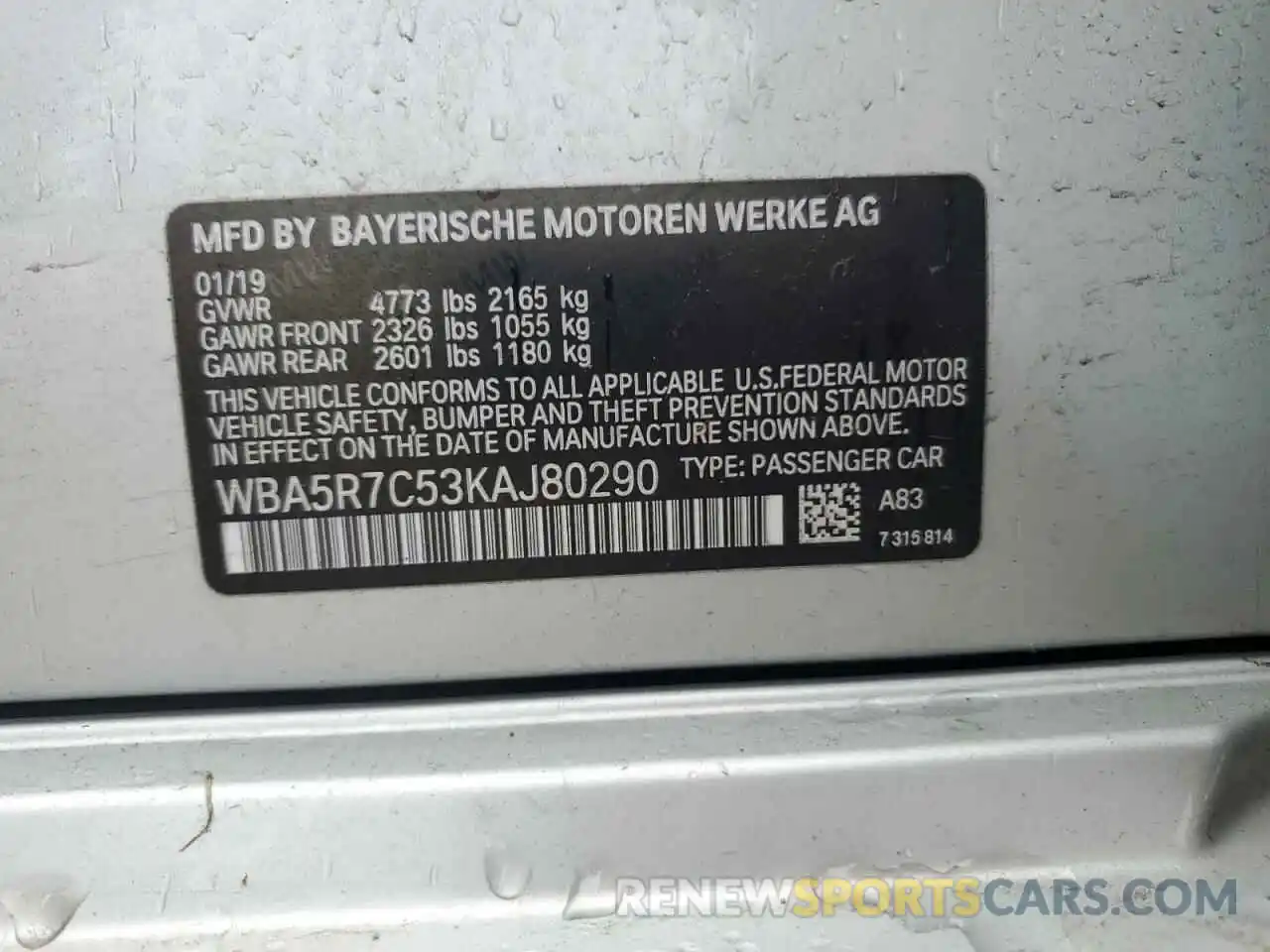12 Photograph of a damaged car WBA5R7C53KAJ80290 BMW 3 SERIES 2019