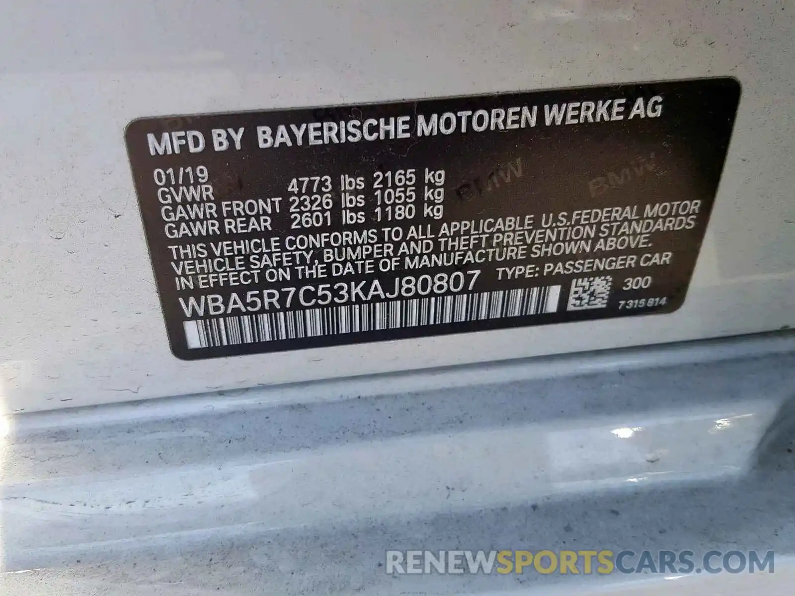 10 Фотография поврежденного автомобиля WBA5R7C53KAJ80807 BMW 3 SERIES 2019