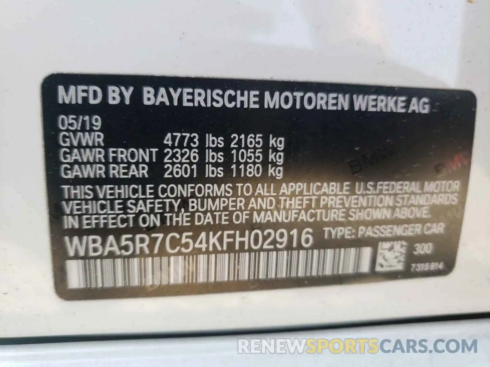 10 Photograph of a damaged car WBA5R7C54KFH02916 BMW 3 SERIES 2019