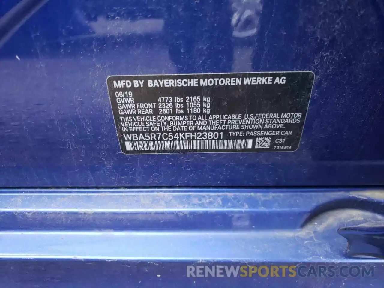 10 Photograph of a damaged car WBA5R7C54KFH23801 BMW 3 SERIES 2019