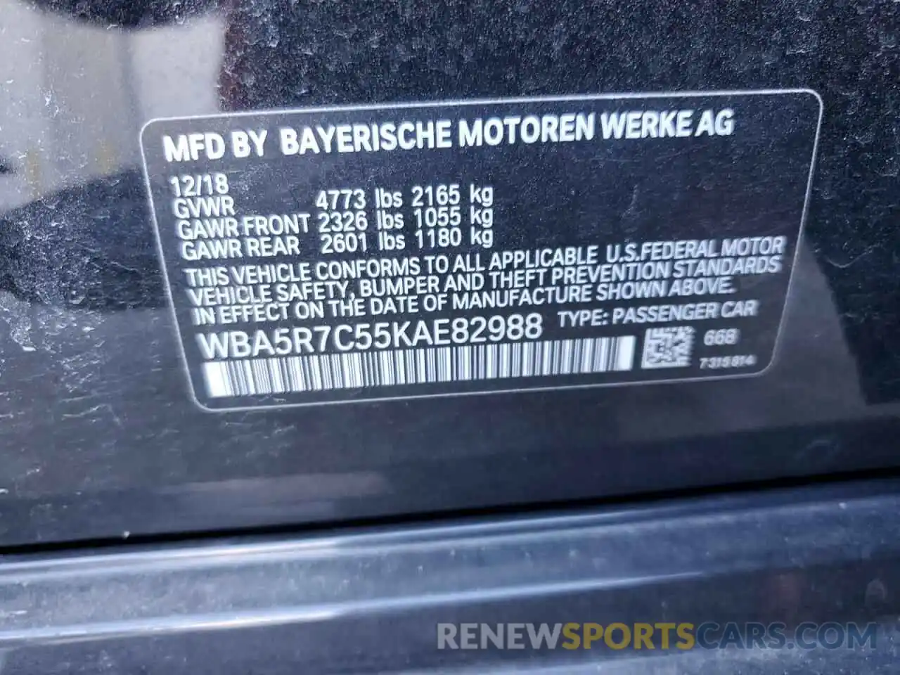 13 Photograph of a damaged car WBA5R7C55KAE82988 BMW 3 SERIES 2019
