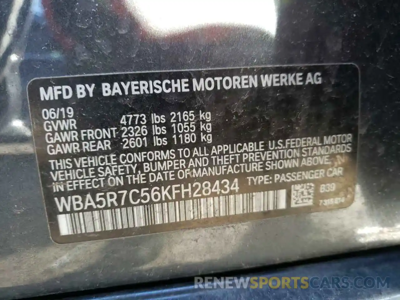 10 Photograph of a damaged car WBA5R7C56KFH28434 BMW 3 SERIES 2019