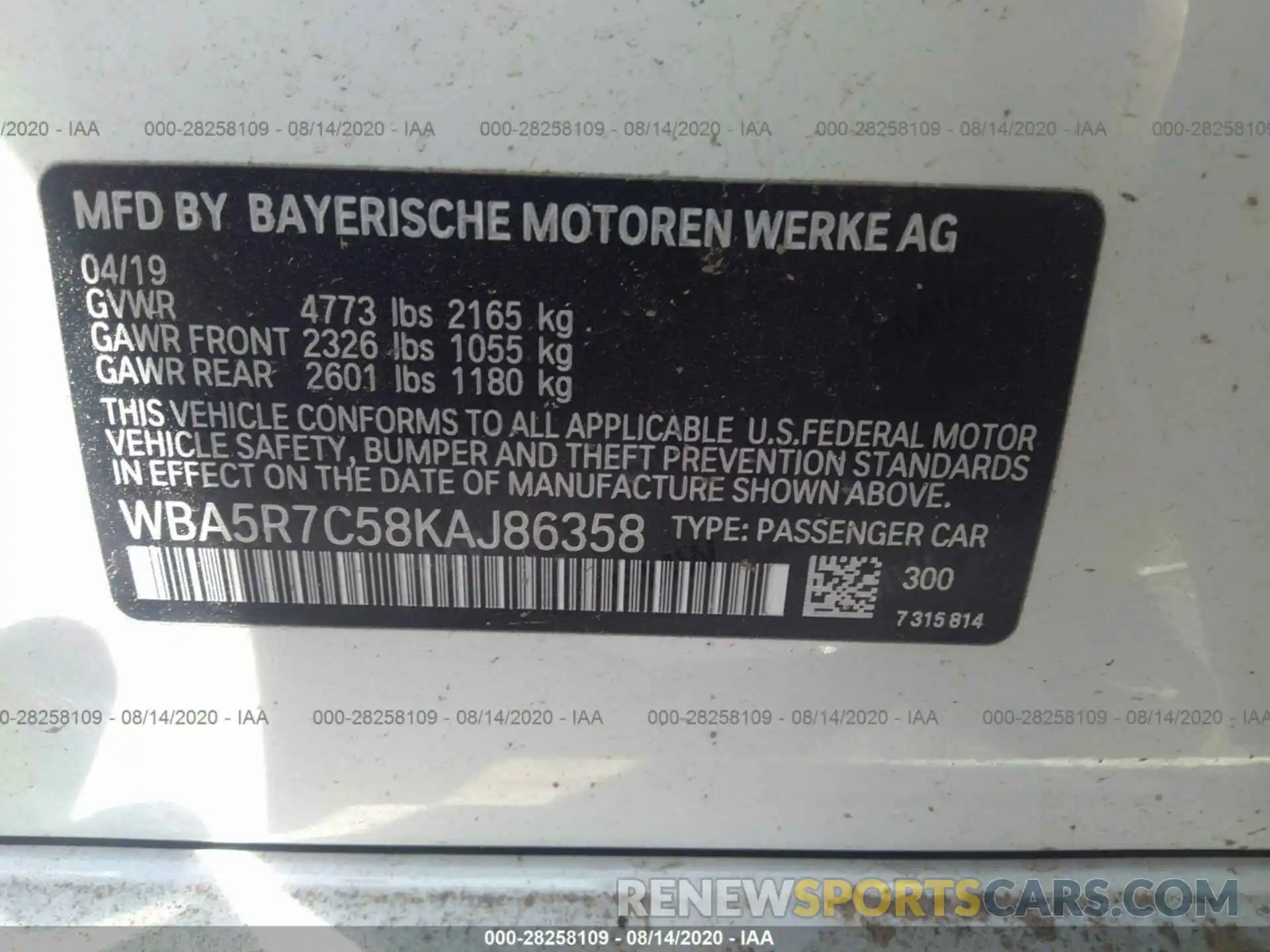 9 Photograph of a damaged car WBA5R7C58KAJ86358 BMW 3 SERIES 2019