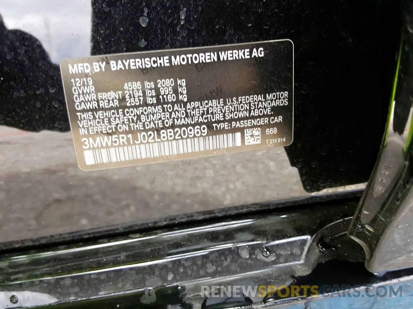 10 Photograph of a damaged car 3MW5R1J02L8B20969 BMW 3 SERIES 2020