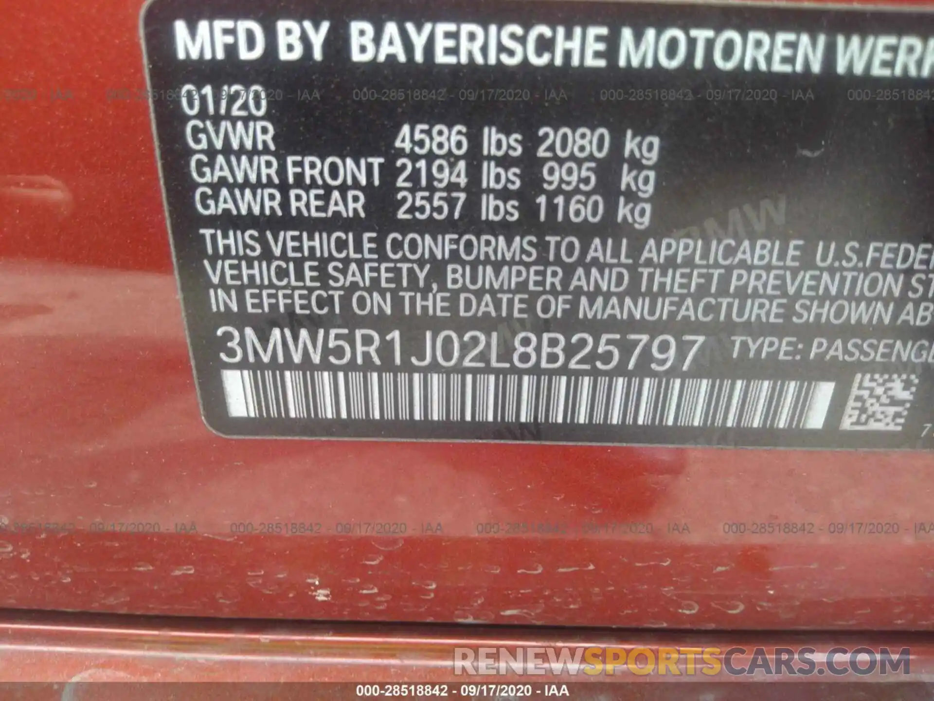 9 Photograph of a damaged car 3MW5R1J02L8B25797 BMW 3 SERIES 2020