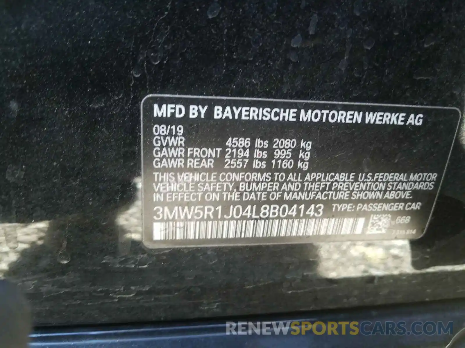 10 Фотография поврежденного автомобиля 3MW5R1J04L8B04143 BMW 3 SERIES 2020